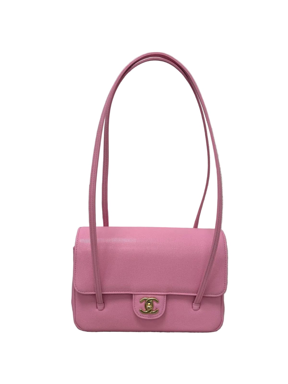 *LONDON LOCATED* CHANEL 26 SMALL FLAP BAG PINK Grained Shiny Calfskin with Gold-Tone Metal