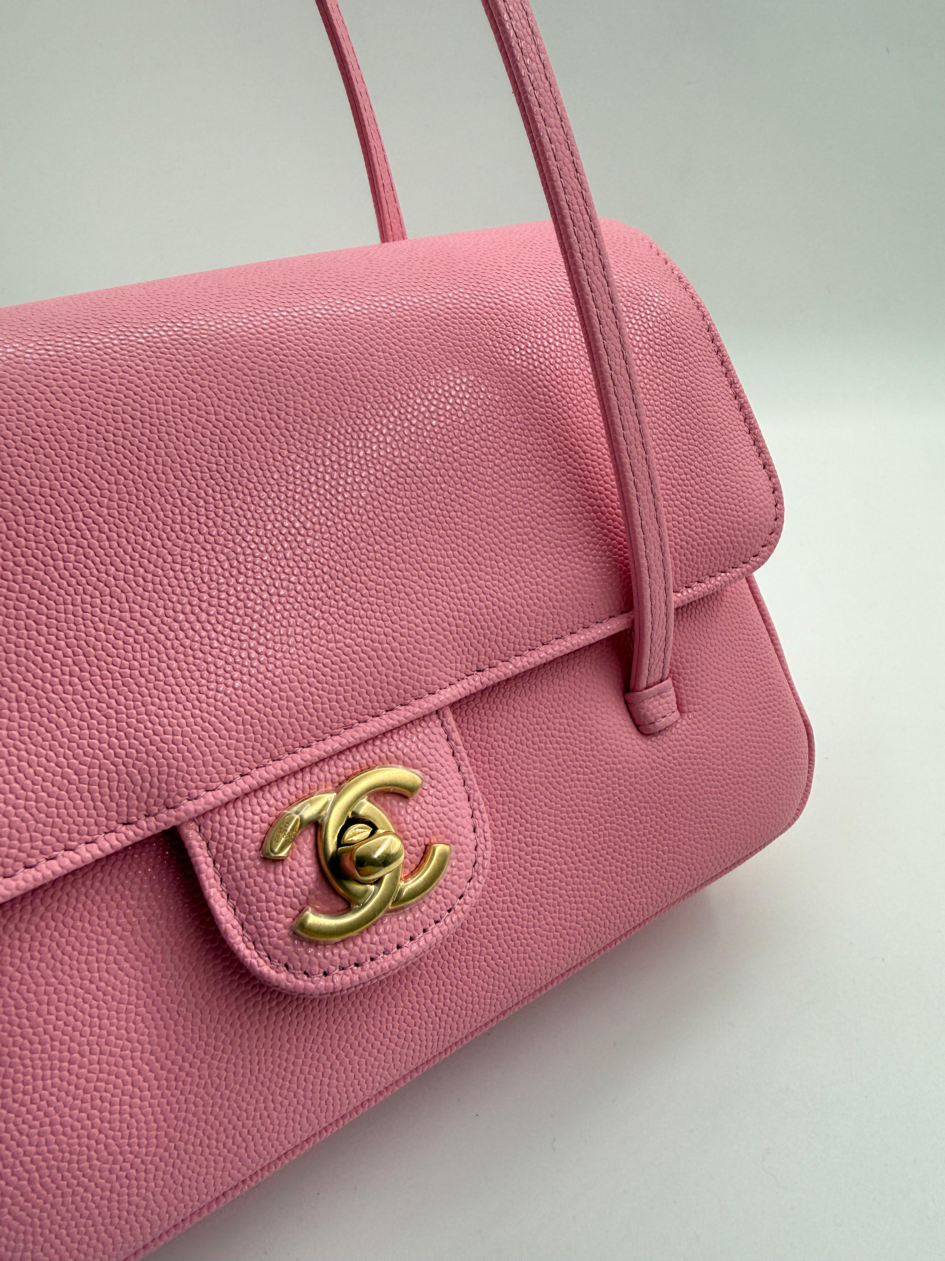 *LONDON LOCATED* CHANEL 26 SMALL FLAP BAG PINK Grained Shiny Calfskin with Gold-Tone Metal