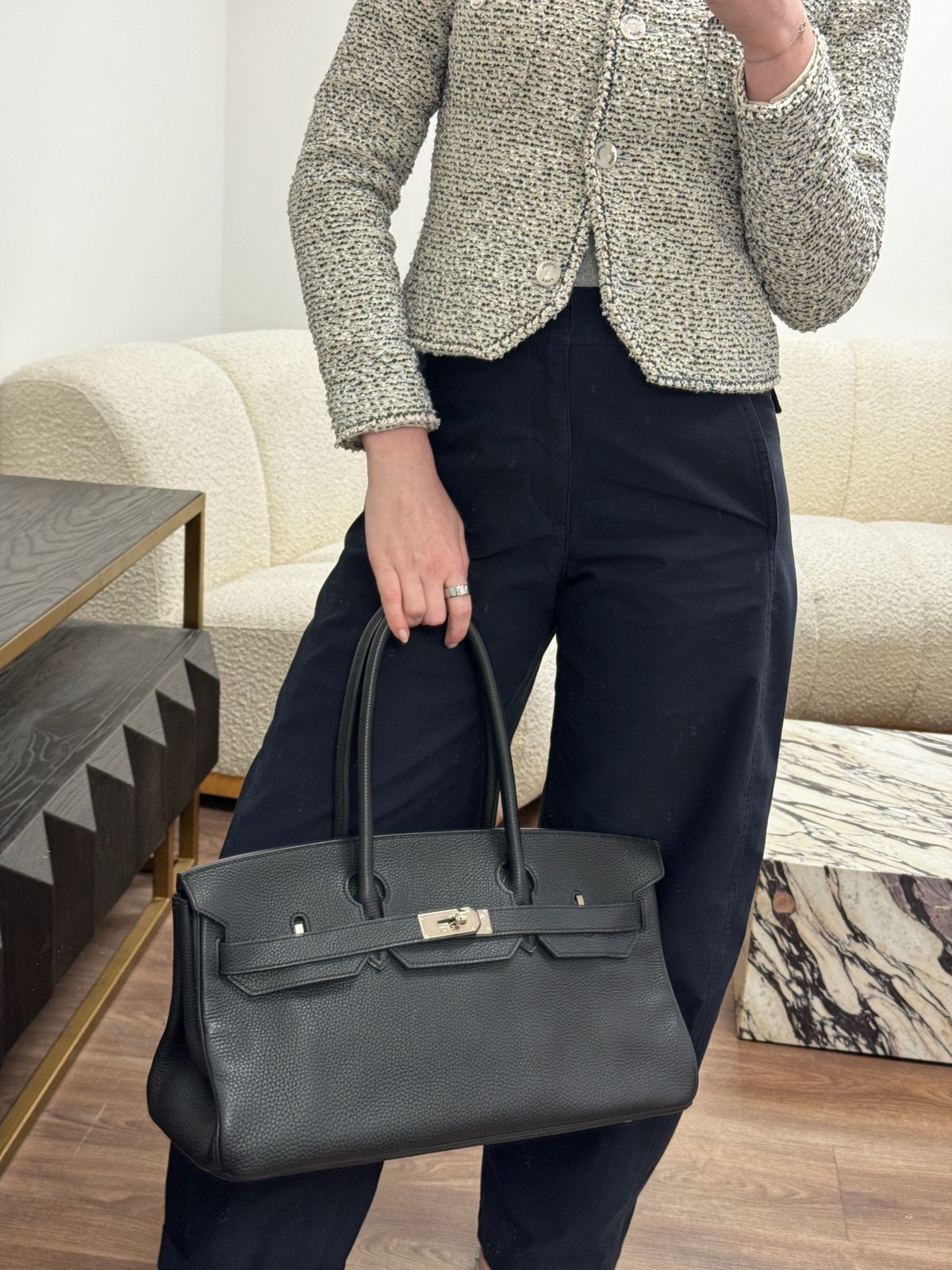 *LONDON LOCATED* PRELOVED HERMÈS JPG SHOULDER BIRKIN BLACK Togo Leather with Palladium Hardware