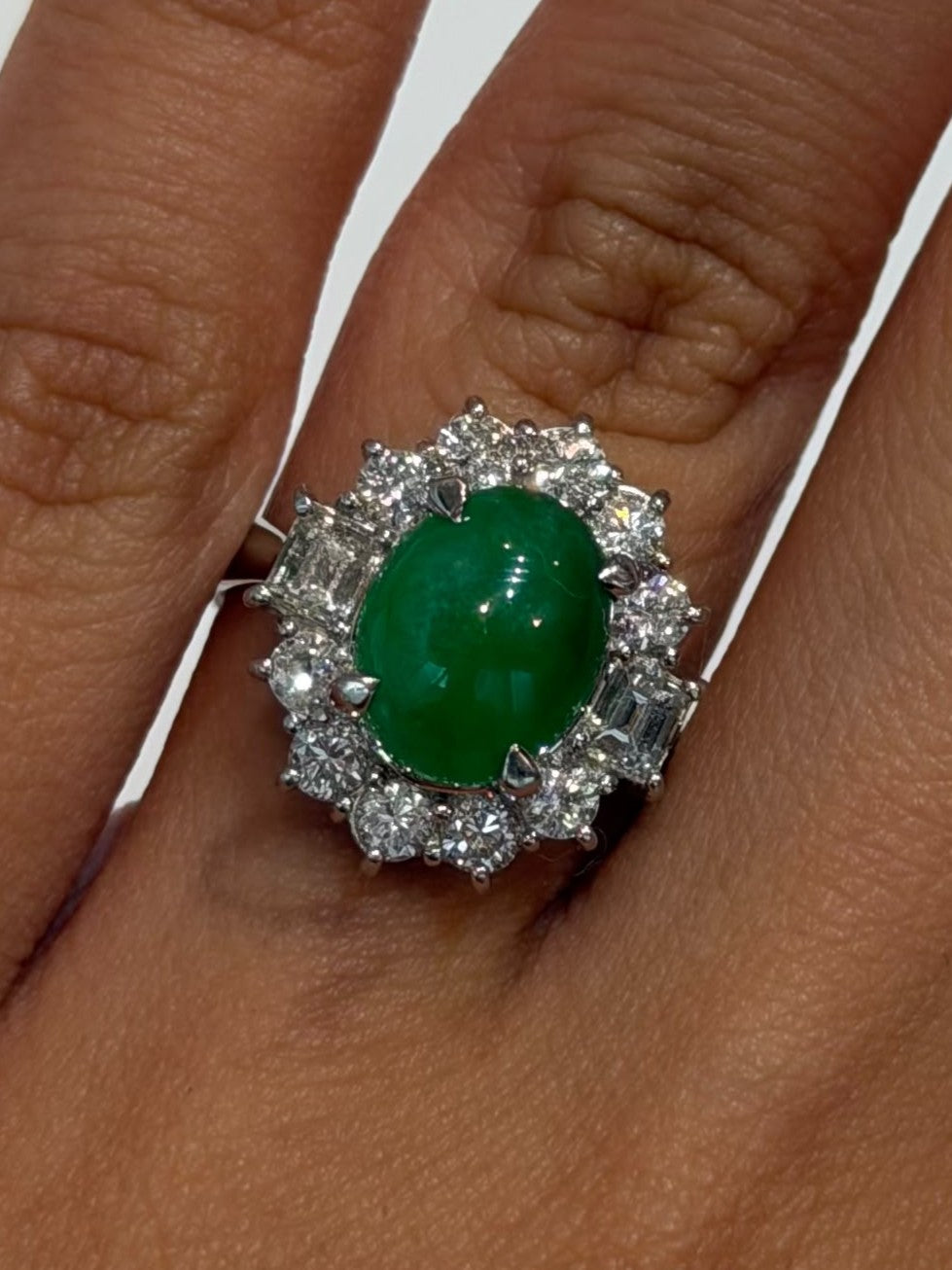 #13.5 Ring in Pt900 - Jade 3.39 + D1.368 2516 JJC1377