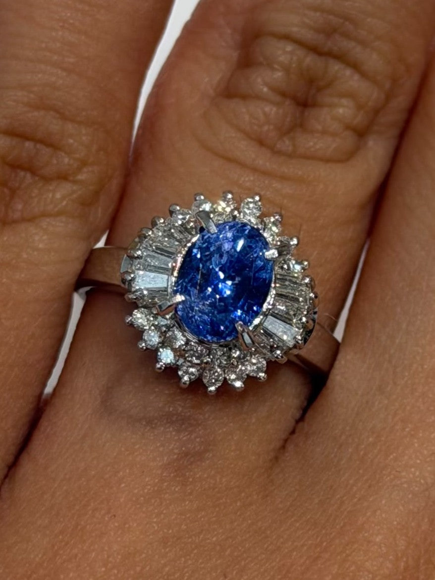 #11.5 Ring in Pt900 - Sapphire 2.08 + D0.59 (Sri-NH / GIA) 5195 JJC1388