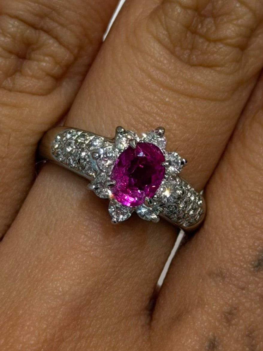 #11.5 Ring in Pt900 - Pink Sapphire 1.08 NH + D0.70 (鑑) 2838 JJC1317