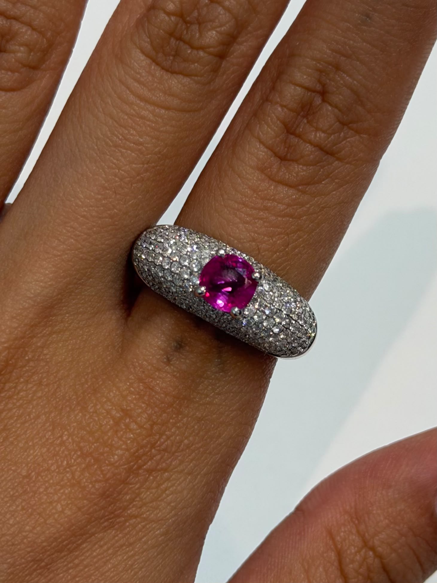 #17.5 Ring in 14K - Pink Sapphire 1.188 + D1.35 (鑑 / Myanmar) 2912 JJC1314