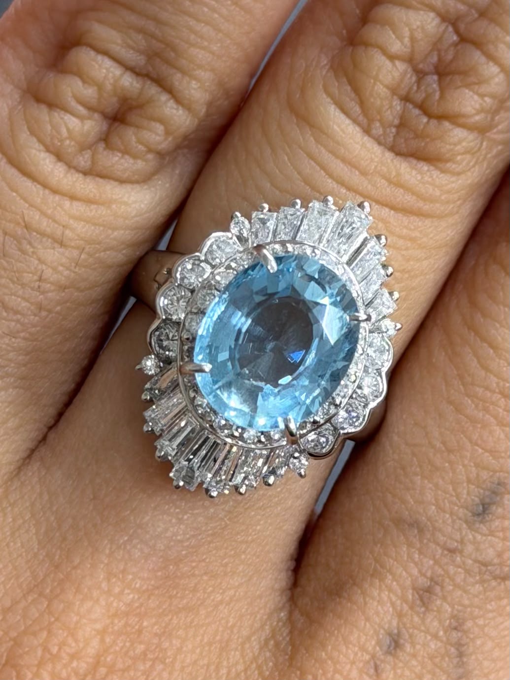 Ring in Pt900 - Aquamarine 3.61 + D1.57 0900 JJC1479
