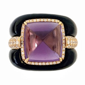 15# Ring in 18K - Amethyst 8.90 + D0.715 + 15.538 C-R864-01 JJC3065