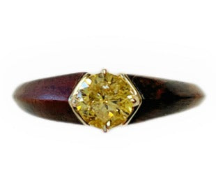 15# Ring in 18K - Orange Diamond 0.91 + D0.127 + Snakewood D-R1105-03 JJC3028