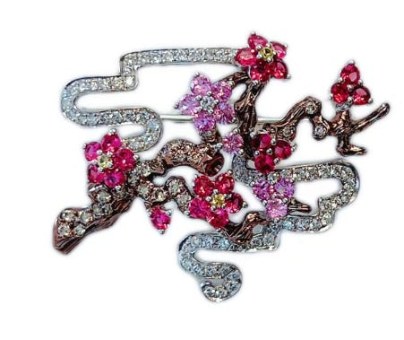 Brooch (Hand Crafted) - Spinel & Sapphire 1.842 + D0.966 G-BR1099-01 JJC3059