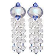 Earring in 18K - Sapphire 24.732 Tanzanite 2.868 Moonstone 13.35 + D0.09 M-ER1065-02 JJC3047