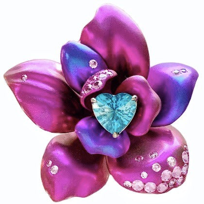 Brooch in Titanium - Zircon 2.12 + Sapphire 3.013 T-BR881-02 JJC3040