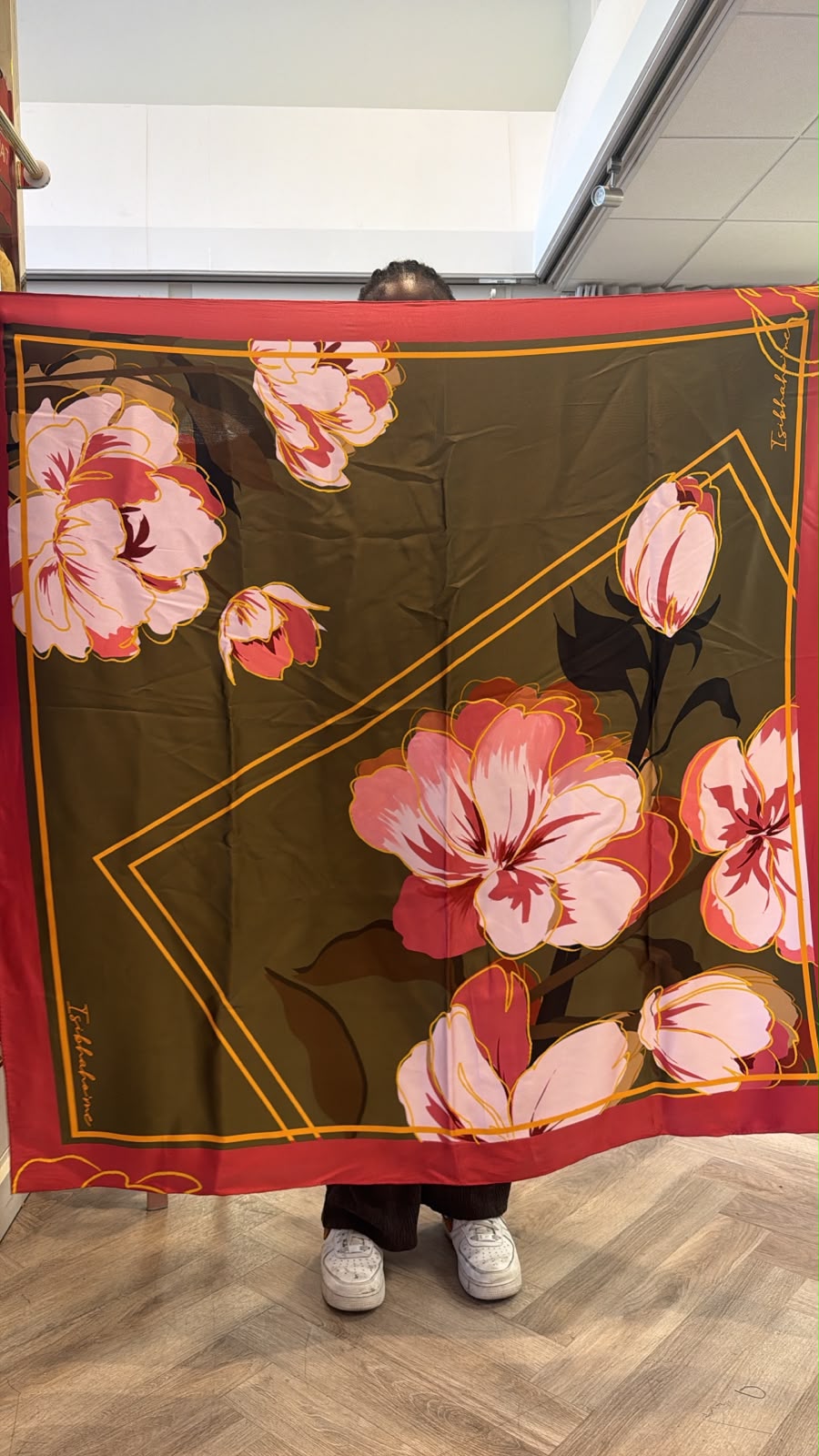 large mulberry red silk scarf 130 x 130 AKC1417
