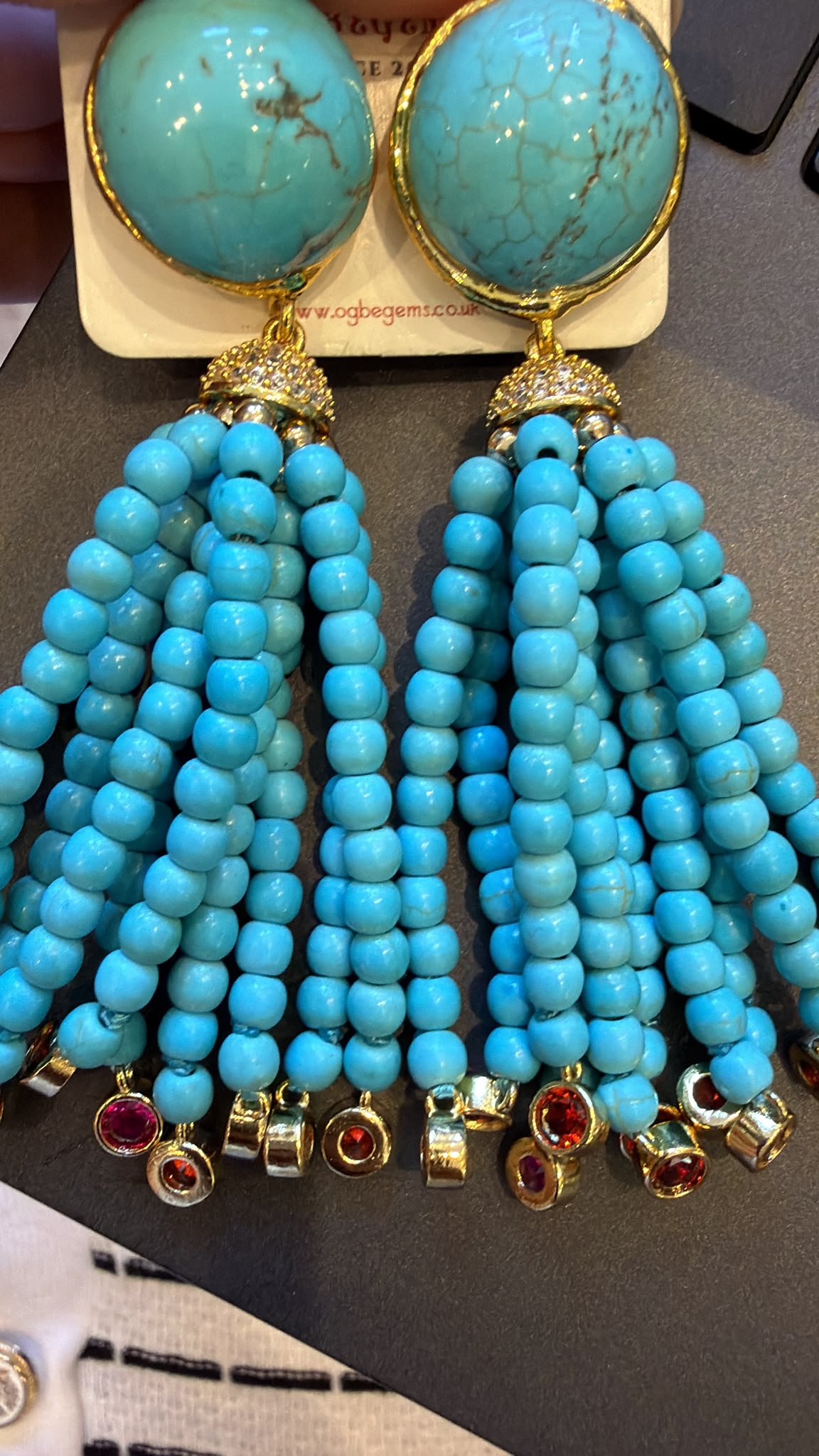 turquoise drop tassel earrings  - african brands AKC1416