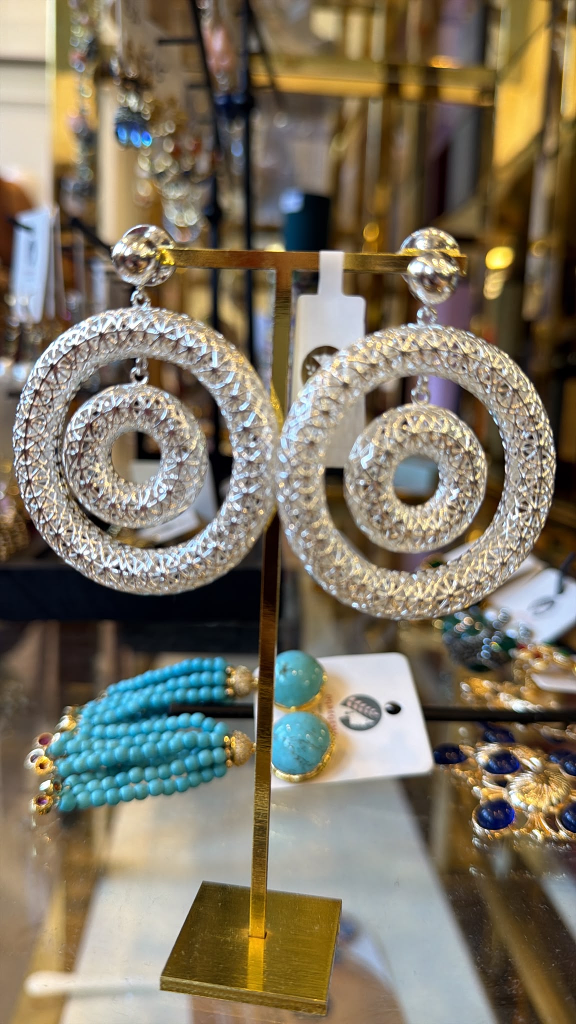 double circle swirl earrings silver- african brands AKC1414