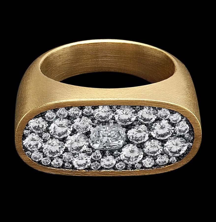 18k Royal matte Cluster Set Ring (setting only) SABSET010