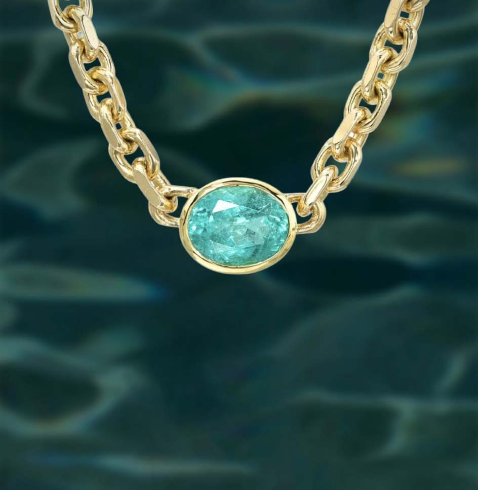 18k Bezel set wl Interlock Link Necklace  (setting only) SABSET011