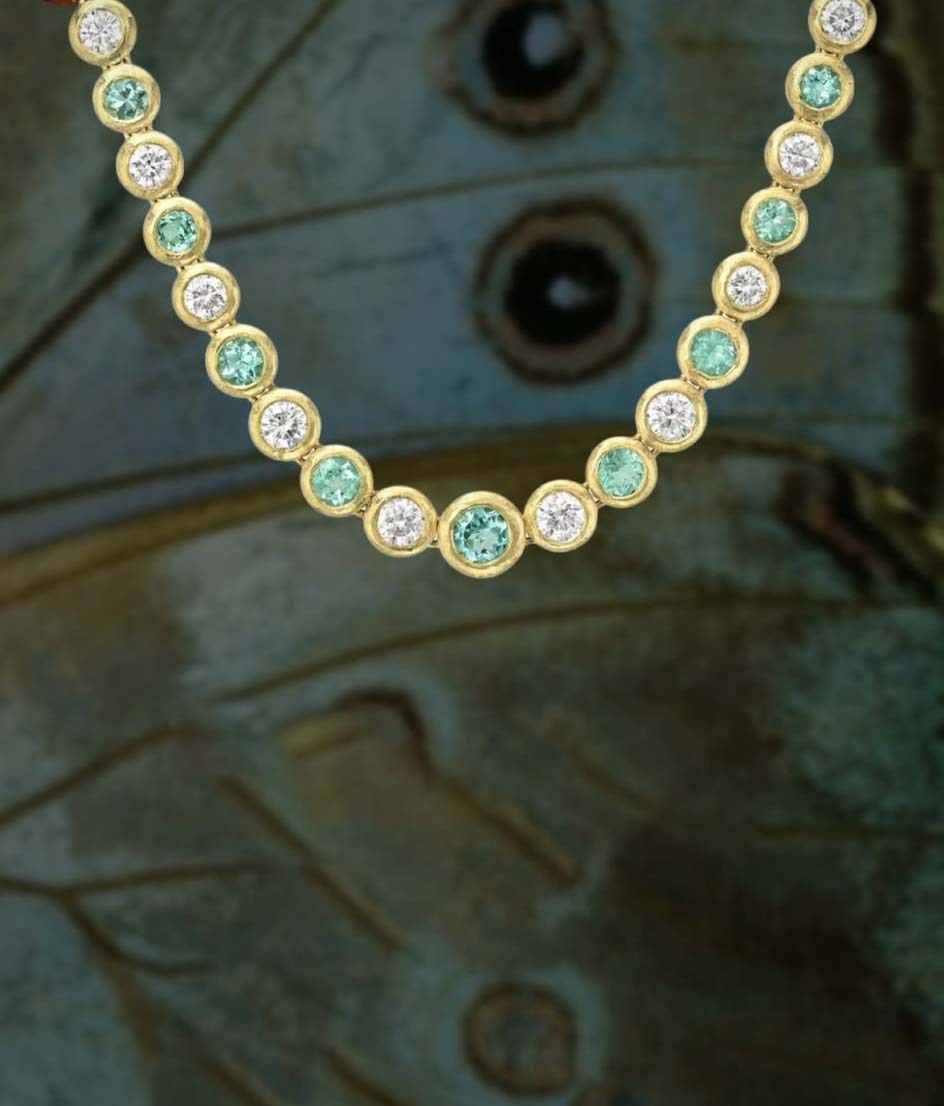 18k Tennis Necklace Bezel set Matte/Shiny finished (setting only) SABSET053
