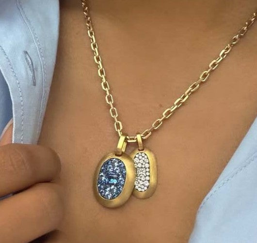 18k Thick Bezel Pendant Royal Matte w/ 18" chain (setting only) SABSET052