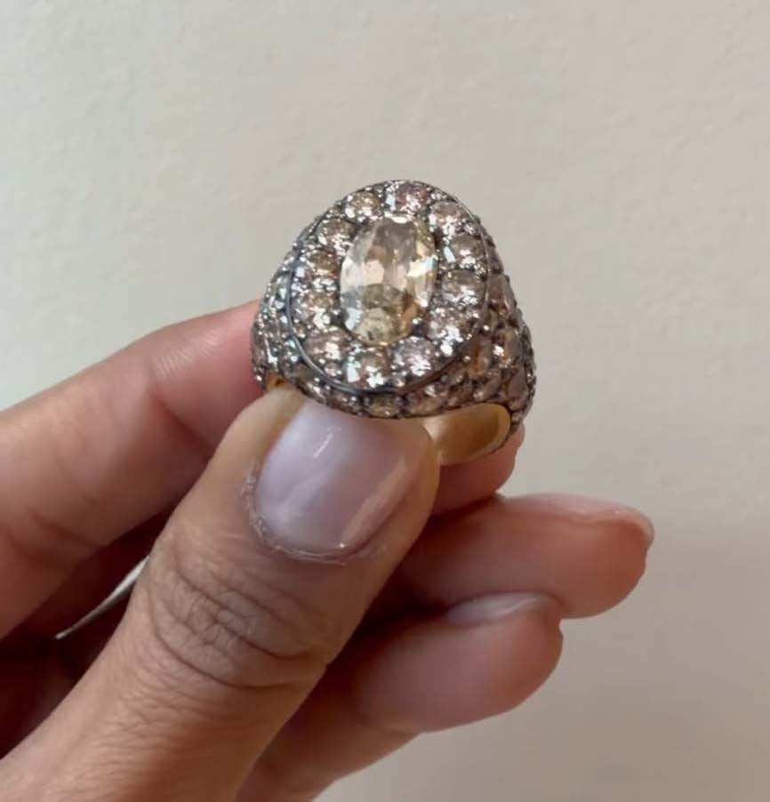 18k Chunky Pave Set Dia Shank Ring(setting only) SABSET020