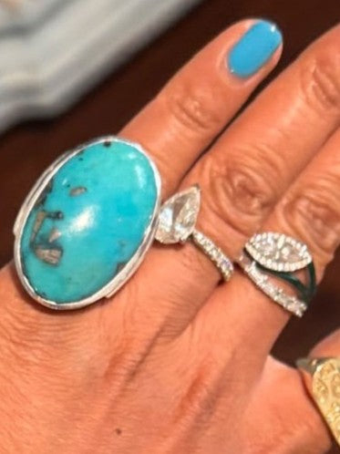 Silver Bezel set Pinky Ring  wl 12ct stone  (setting only) SABSET026