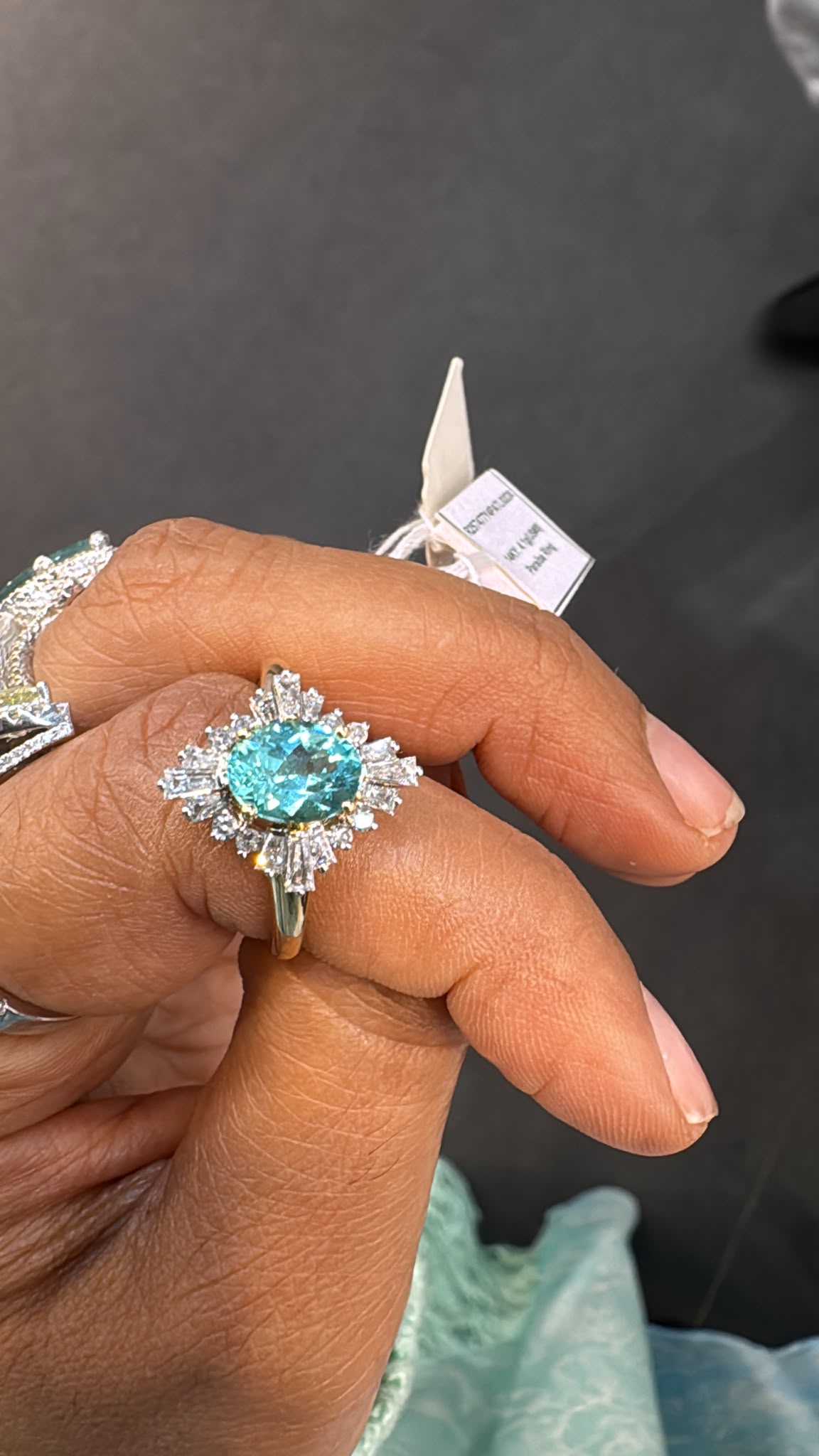 Paraiba Diamond Halo Ring US8 HKDXB0009