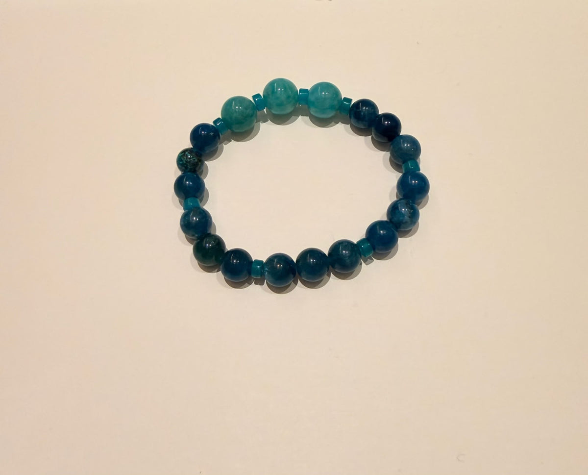 Trio Apatite and Amazonite Bead Bracelet HKDXB0016