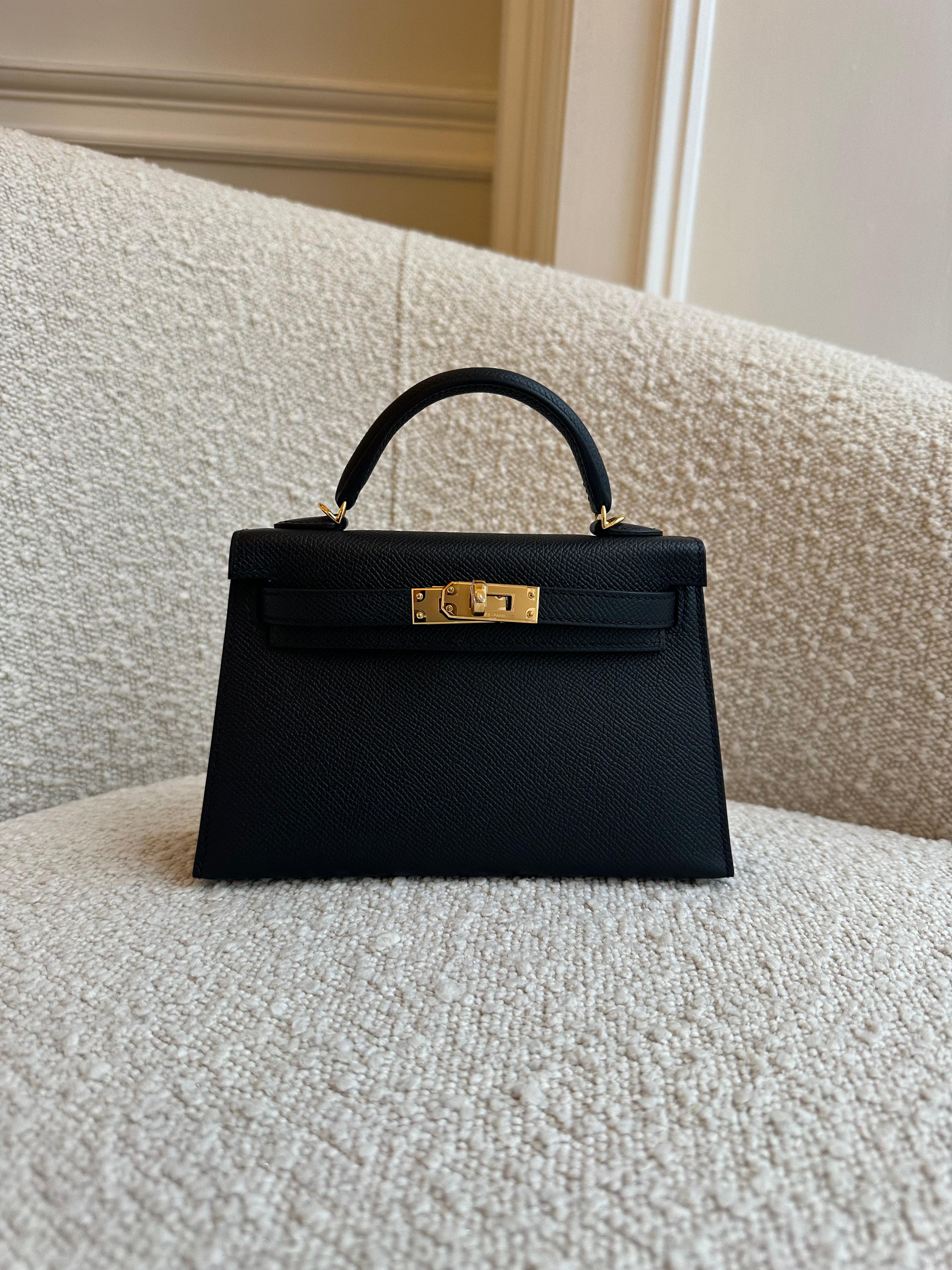 HERMÈS MINI KELLY II 20CM BLACK Epsom Leather with Gold Hardware