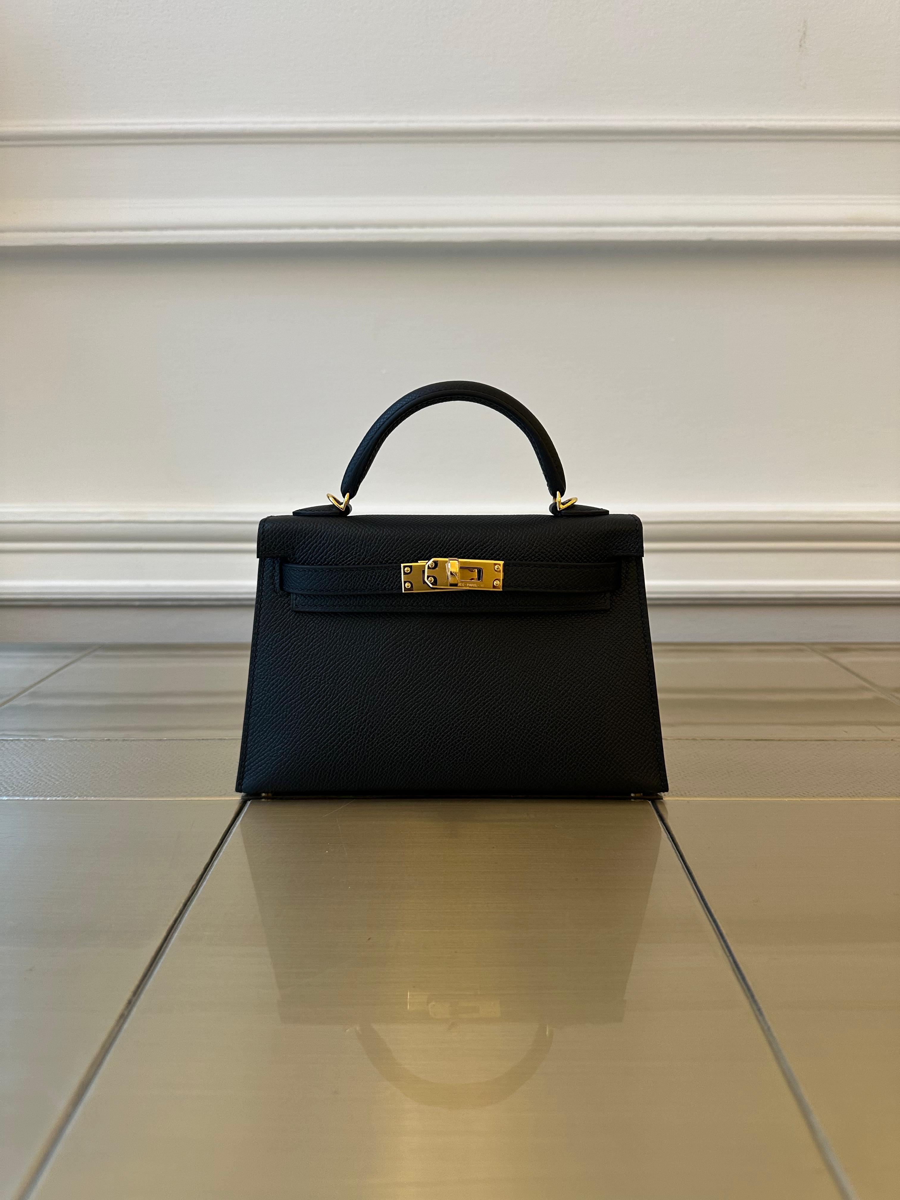 HERMÈS MINI KELLY II 20CM BLACK Epsom Leather with Gold Hardware