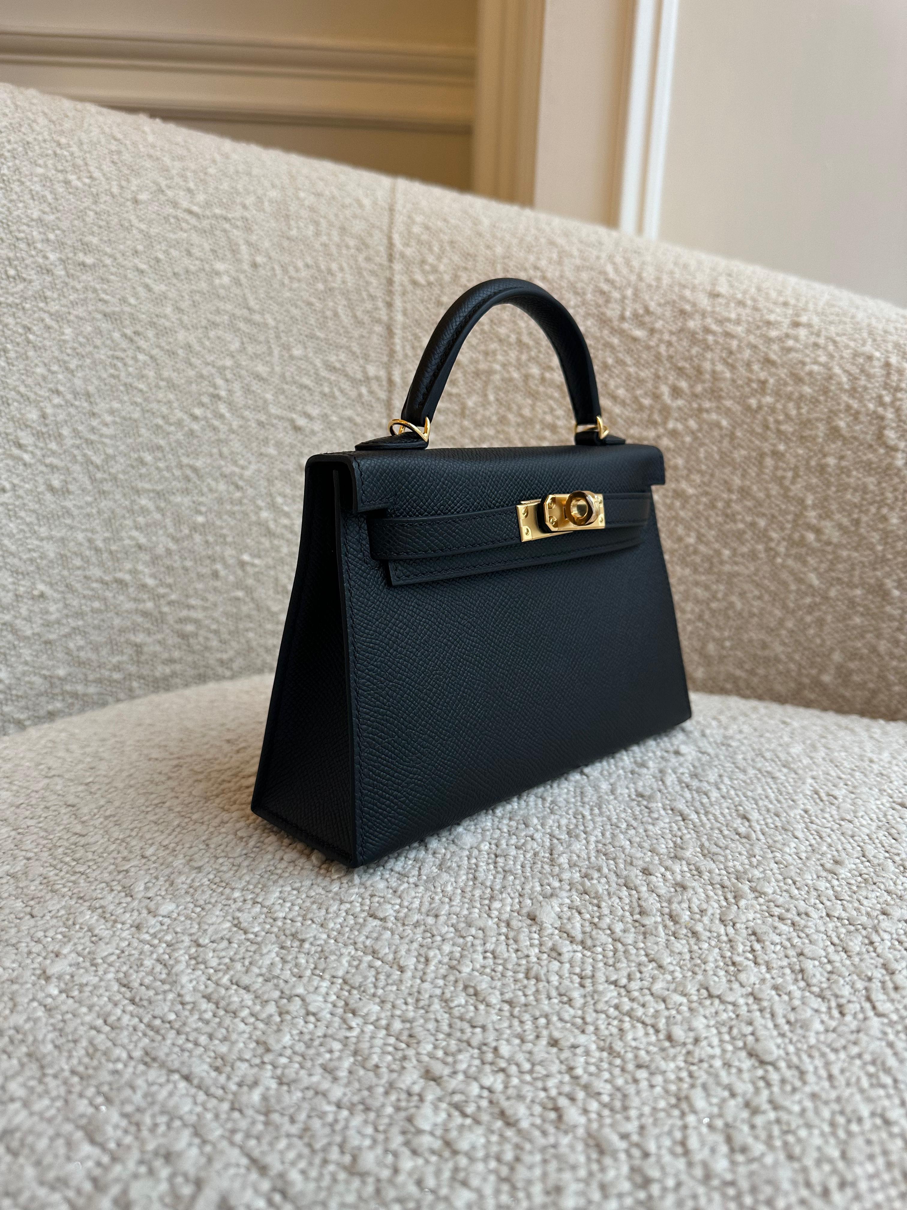 HERMÈS MINI KELLY II 20CM BLACK Epsom Leather with Gold Hardware