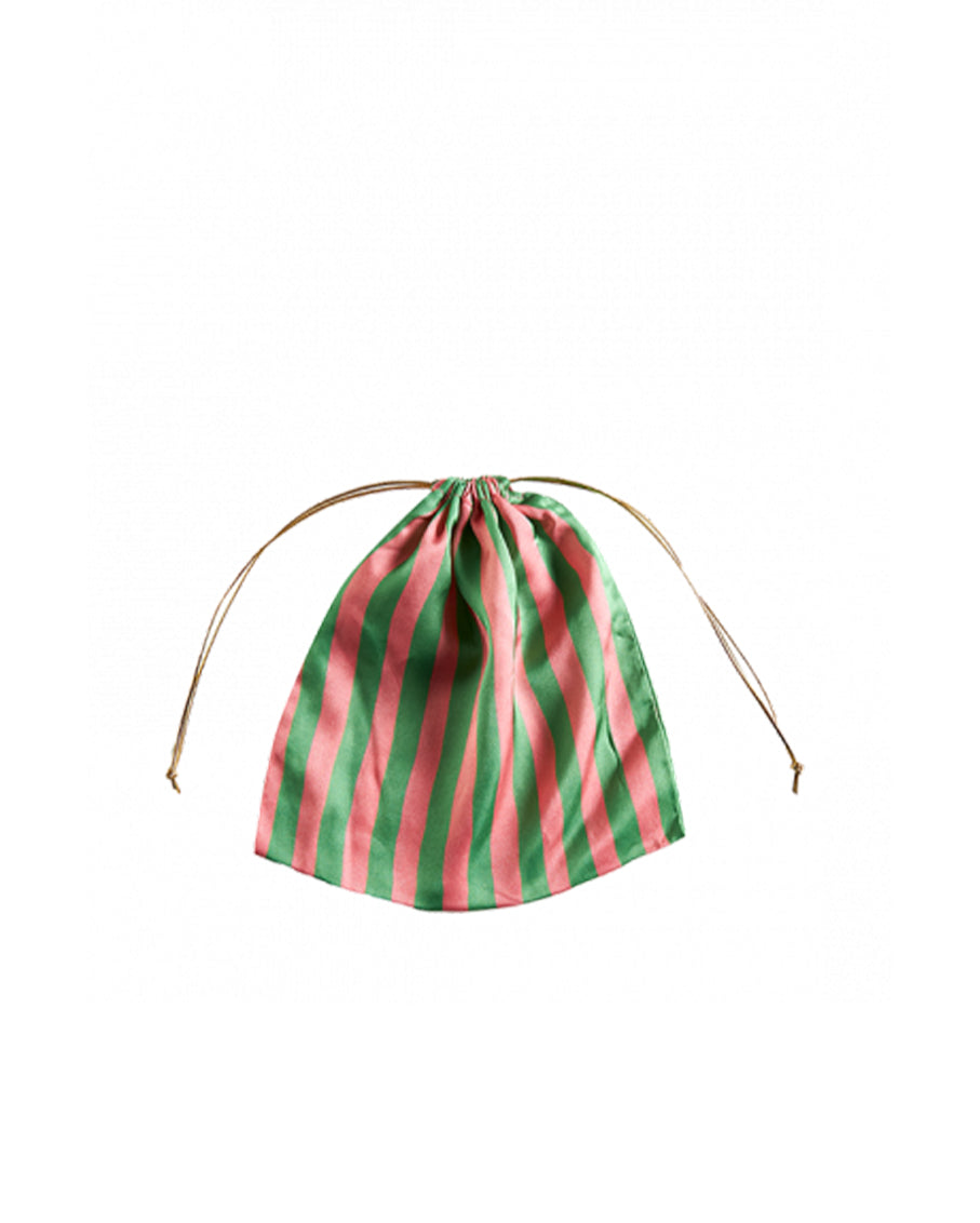Woven Straw Satin Mini Helene Gold Net and Pink Green Tote Bag