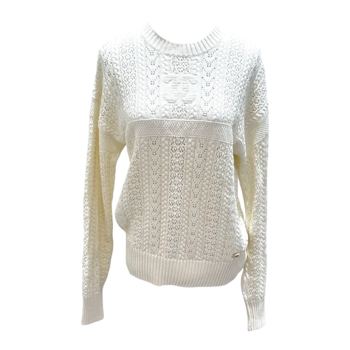 Chanel 24 White Cotton Sweater- Size 36