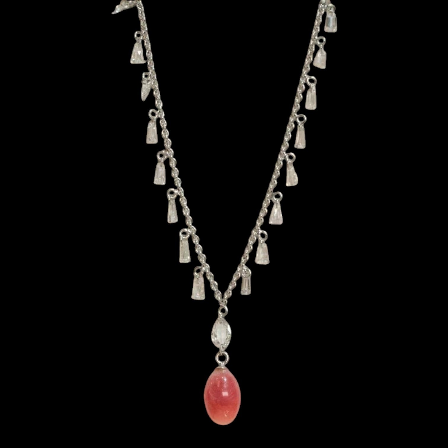 1.99ct Conch Pearl & 1.5ct Natural Diamond Necklace set in 18K White Gold