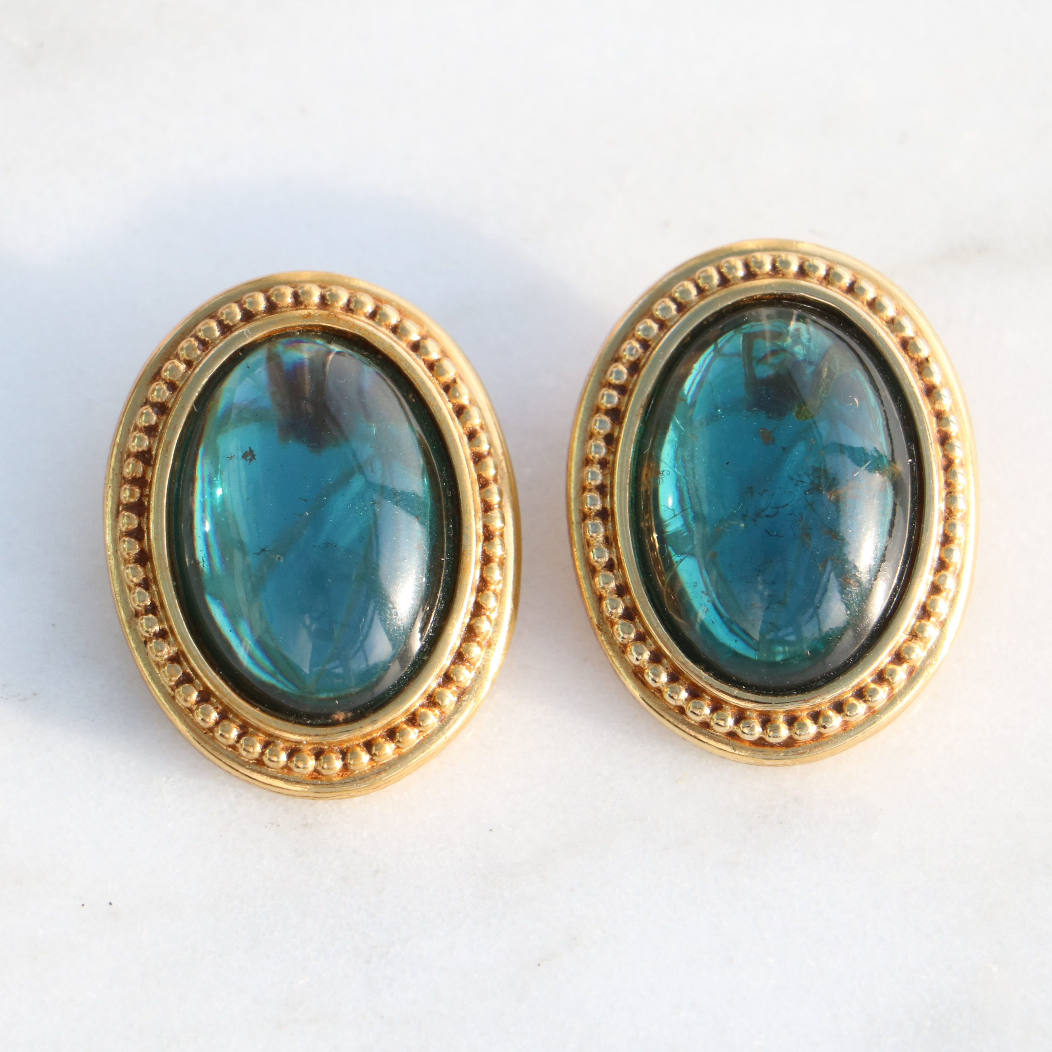 YSL Vintage Gold and Green Vintage Earrings