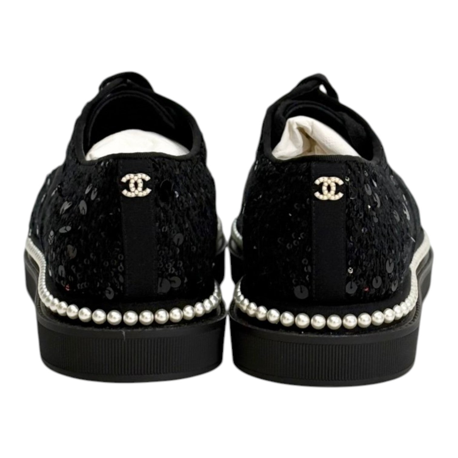 Chanel Black Pearl Tweed Shoes - size 39