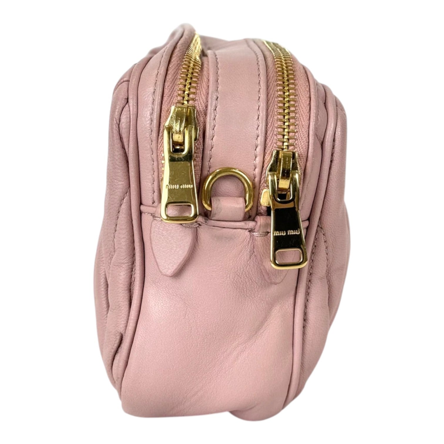 Miumiu Pink Leather Bag with Double Zipper