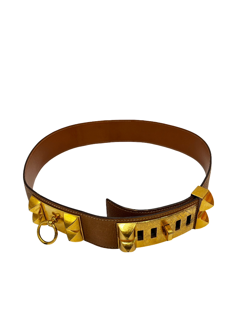 Hermès Ceinture en cuir Collier de chien Camel cuir sf9ovf1tyo 95cm - 38inches