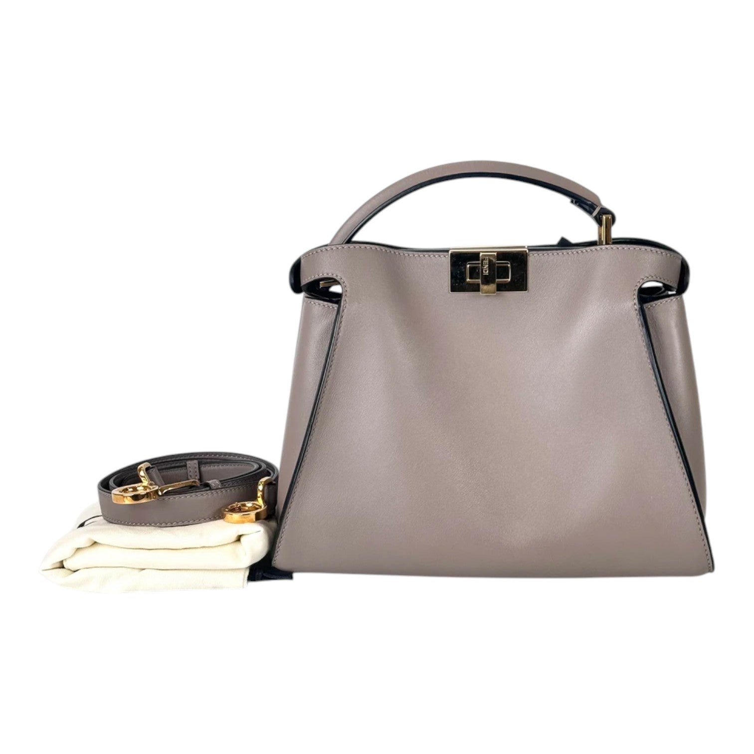 Fendi Small Taupe Peekaboo Bag with Strap
