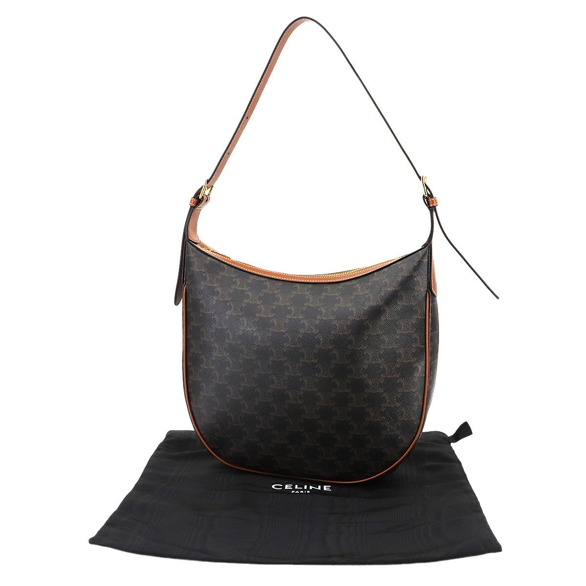 CELINE Triomphe Heloise Shoulder Bag Leather Tan 114712 Purse 902994761