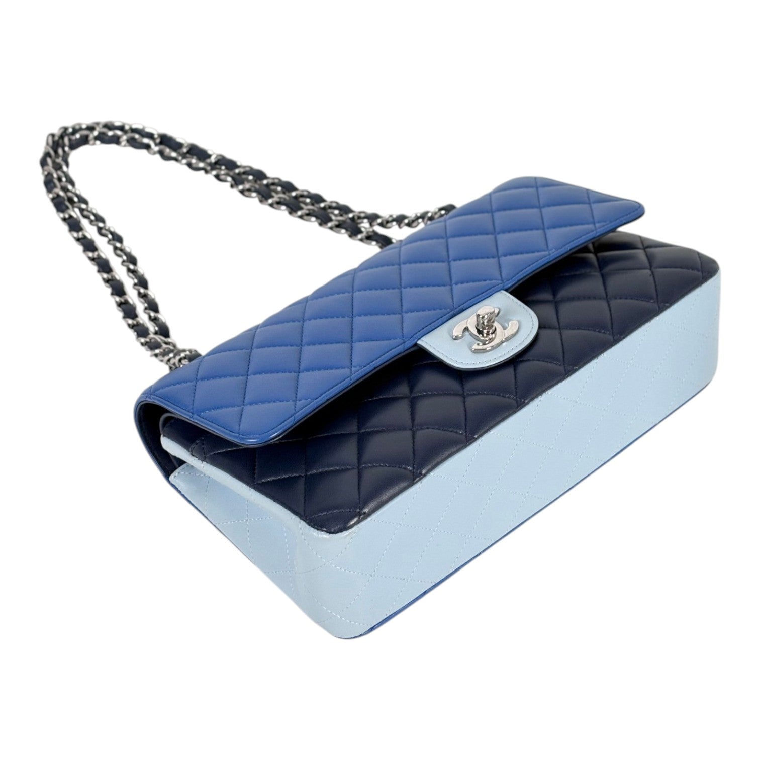 Chanel Tri-Blue Classic Flap Medium Bag in Lambskin