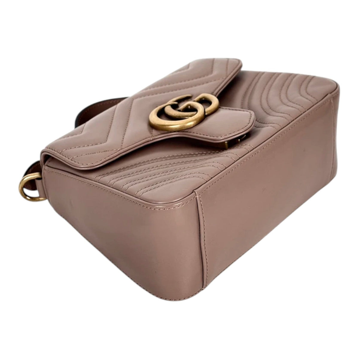 Gucci Taupe GG Marmont Top Handle Mini Bag