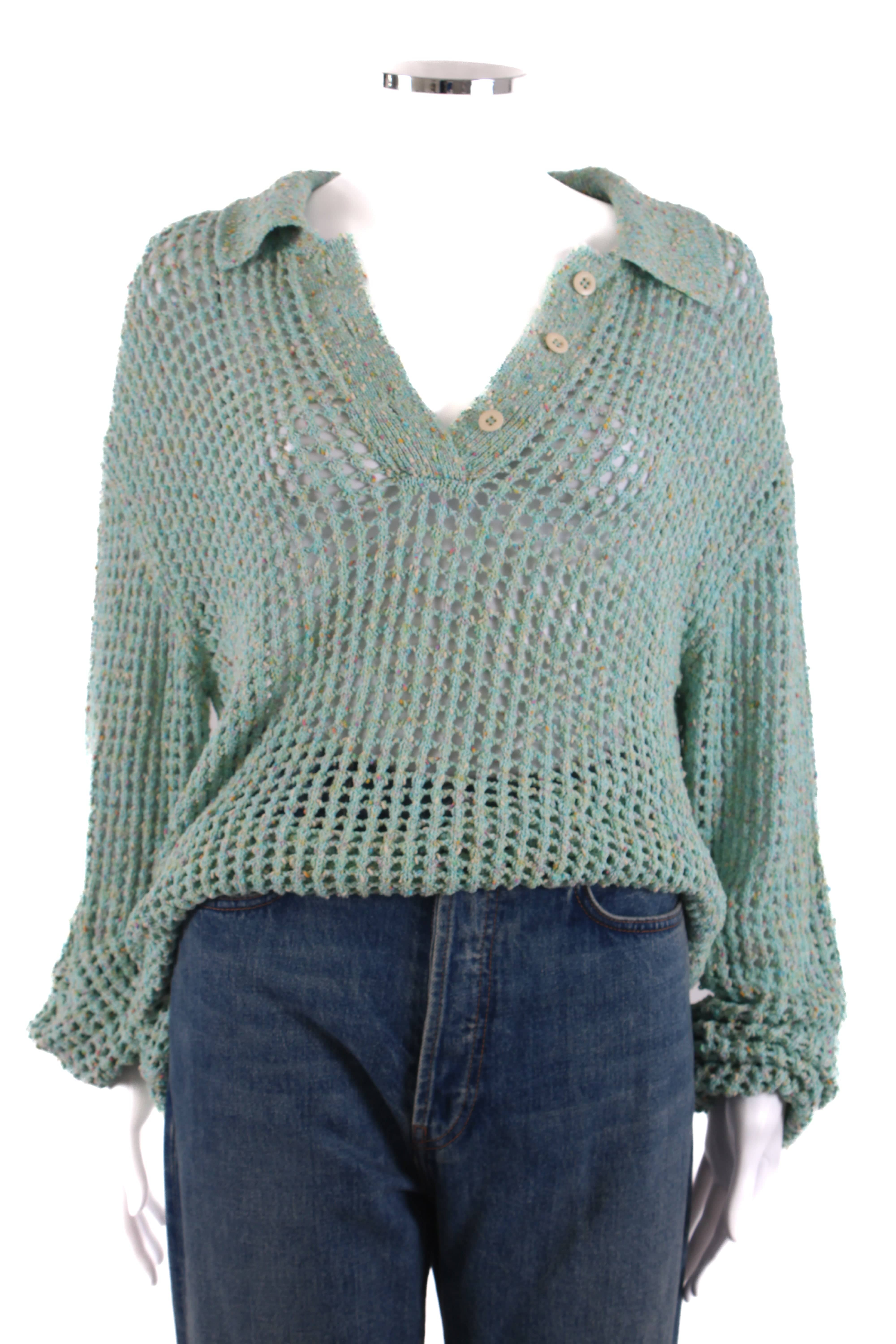 Acne Studios Acne Studios Open Knit Collared Jumper Mint L