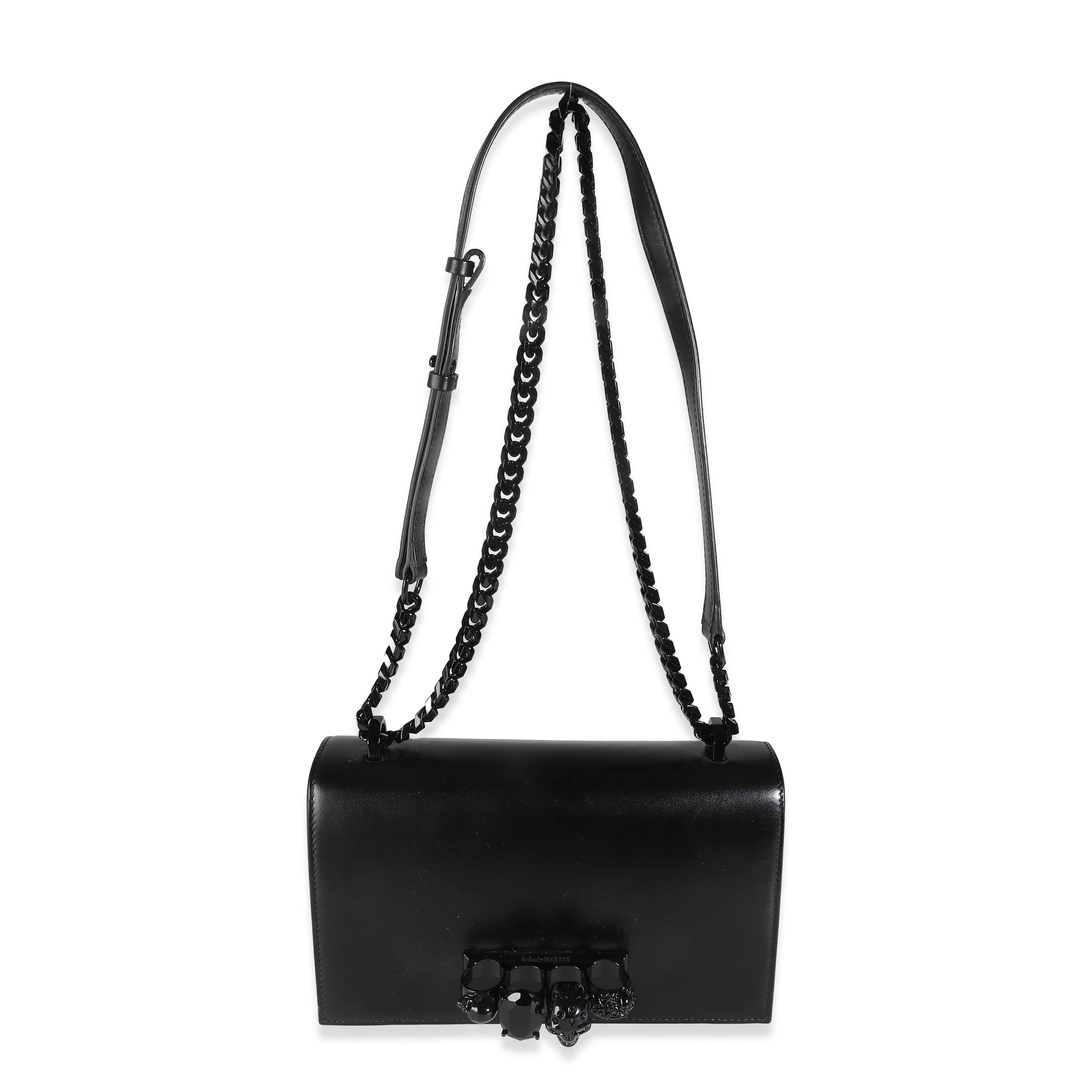 Alexander McQueen Alexander McQueen SO Black Leather Ring Detail Embellished Crossbody Bag ASC5198