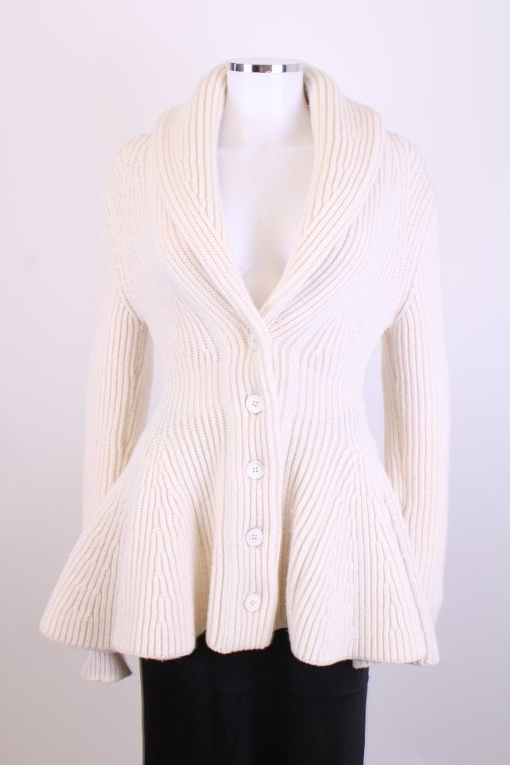 Alexander McQueen Alexander McQueen L/S Ribbed Knit Cardigan Cream S