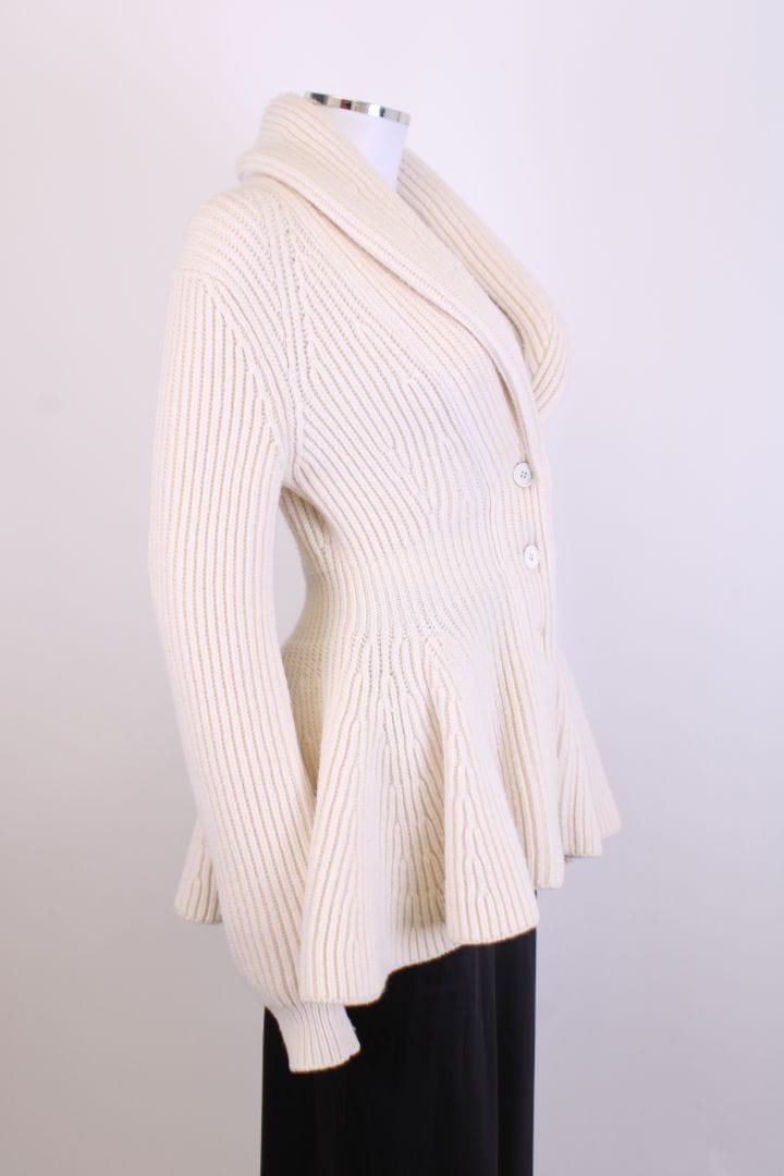 Alexander McQueen Alexander McQueen L/S Ribbed Knit Cardigan Cream S