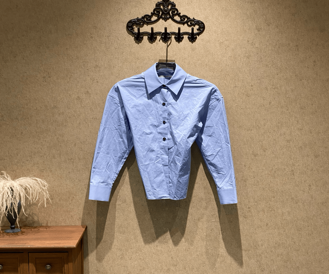 Alexander Wang Alexander Wang light blue embroidered logo patchwork knit shirt / XS size / Brand new with original tags / 39221 SGC39221