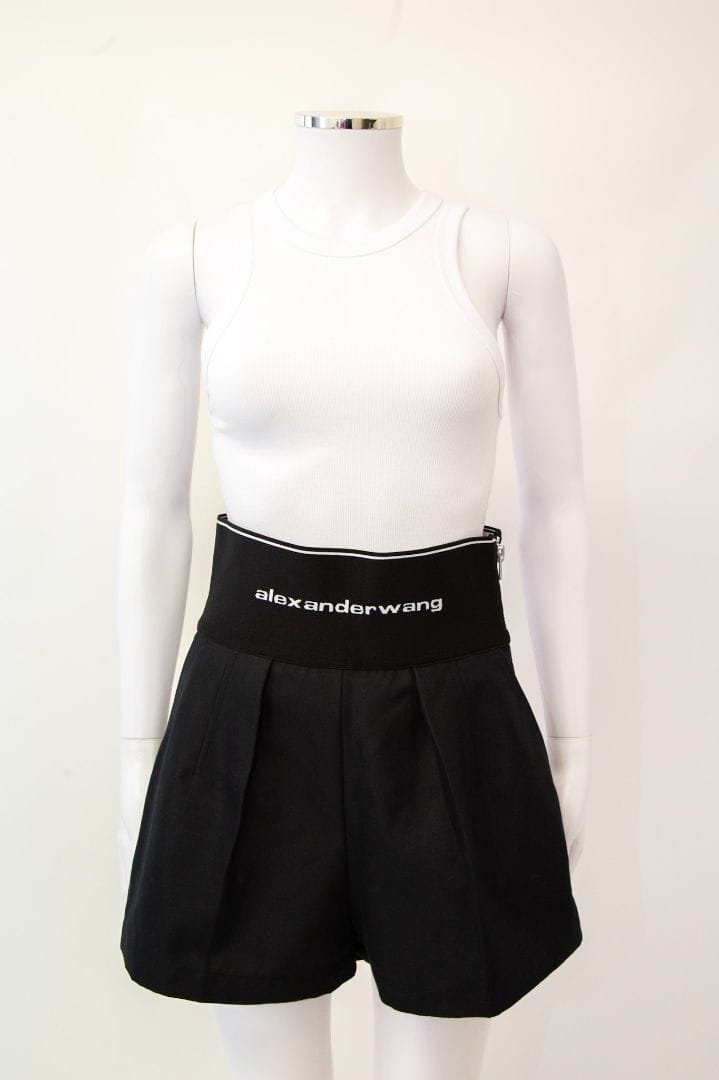 Alexander Wang Alexander Wang Logo High Waisted Shorts Black/ White 8