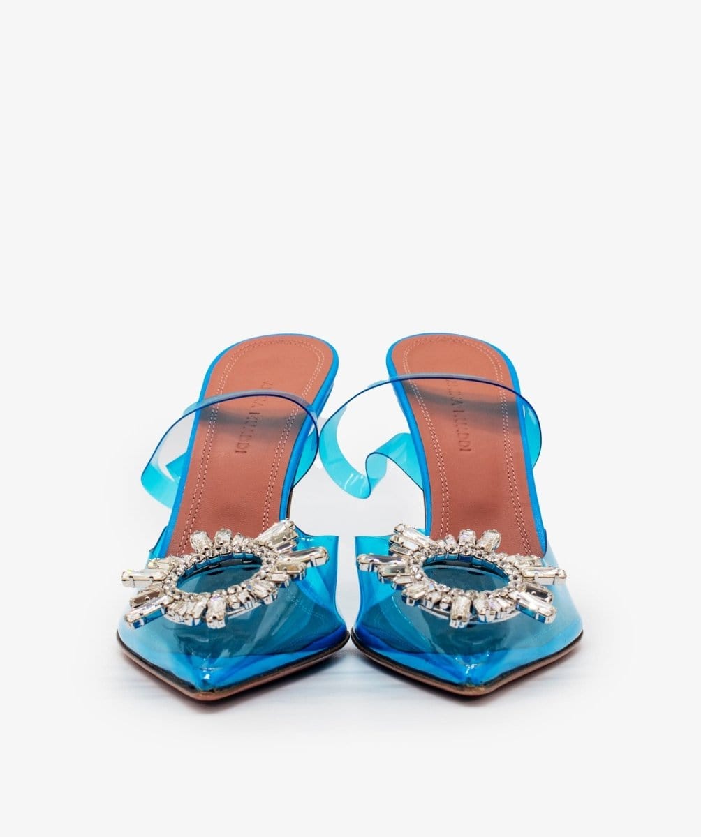 Amina Muaddi Blue PVC Begum Slippers - AGL1562
