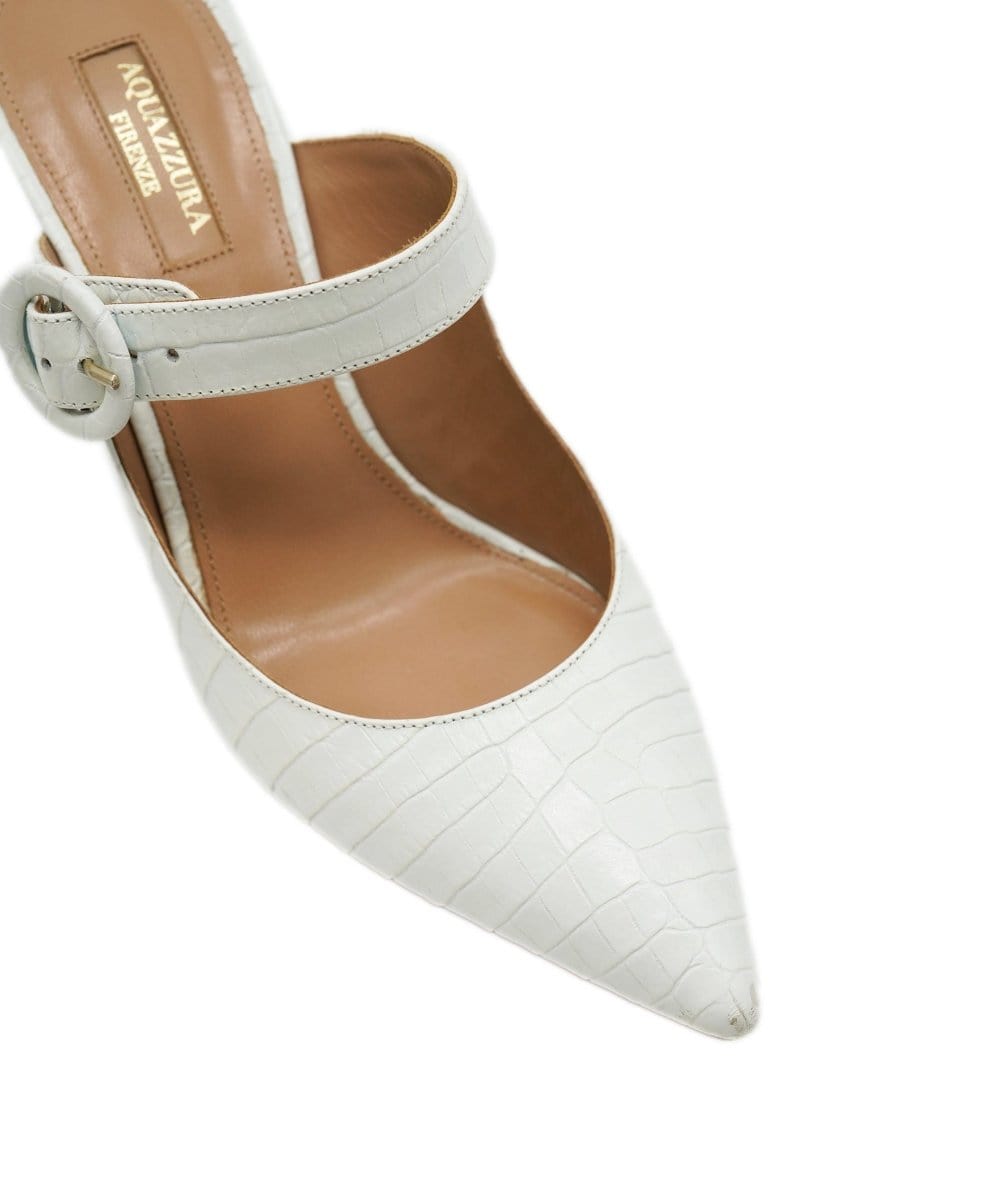 aquazzura white croc style heels AVC1756