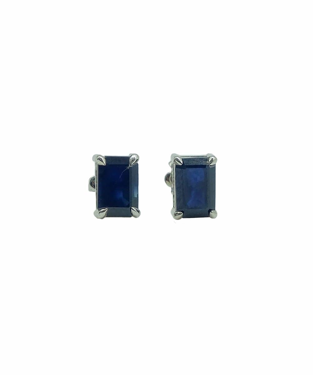 4x6mm Blue Sapphire Studs 18k White Gold ASL6823