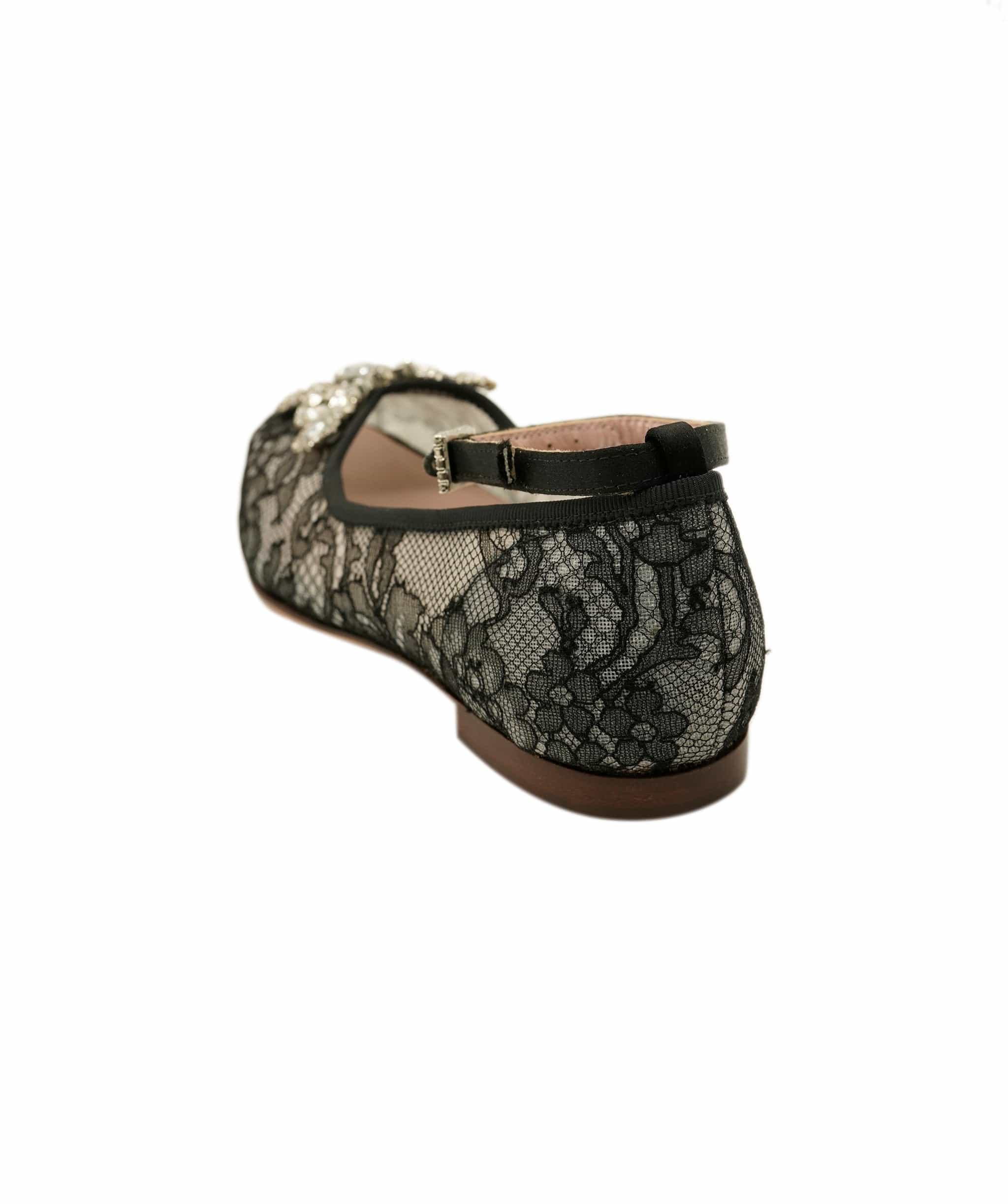 Aruna Seth Aruna Seth Chantilly Nero Lace Ballet Shoes 28 DBXL0063