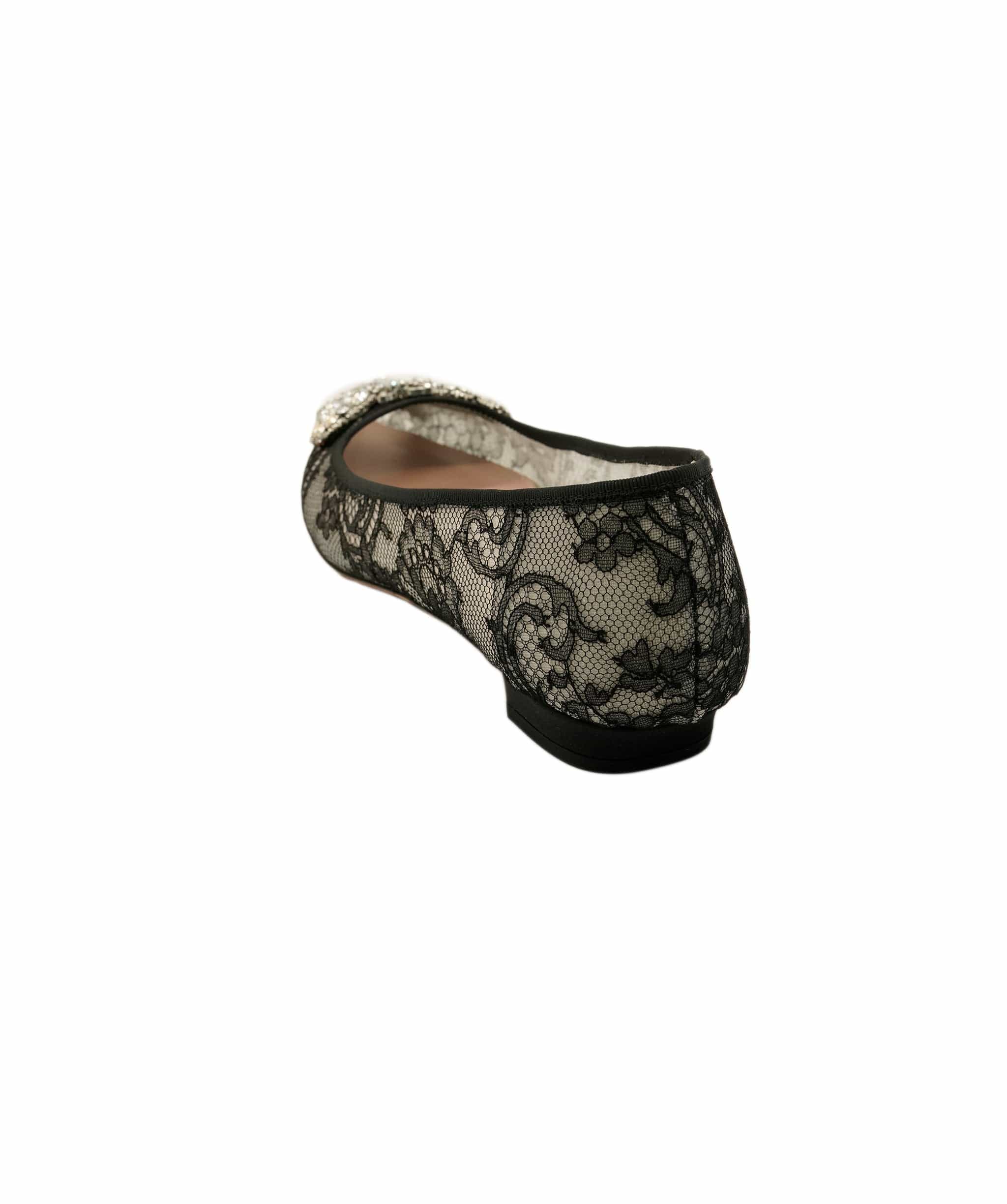 Aruna Seth Aruna Seth Chantilly Nero Lace Ballet Shoes 39 DBXL0064