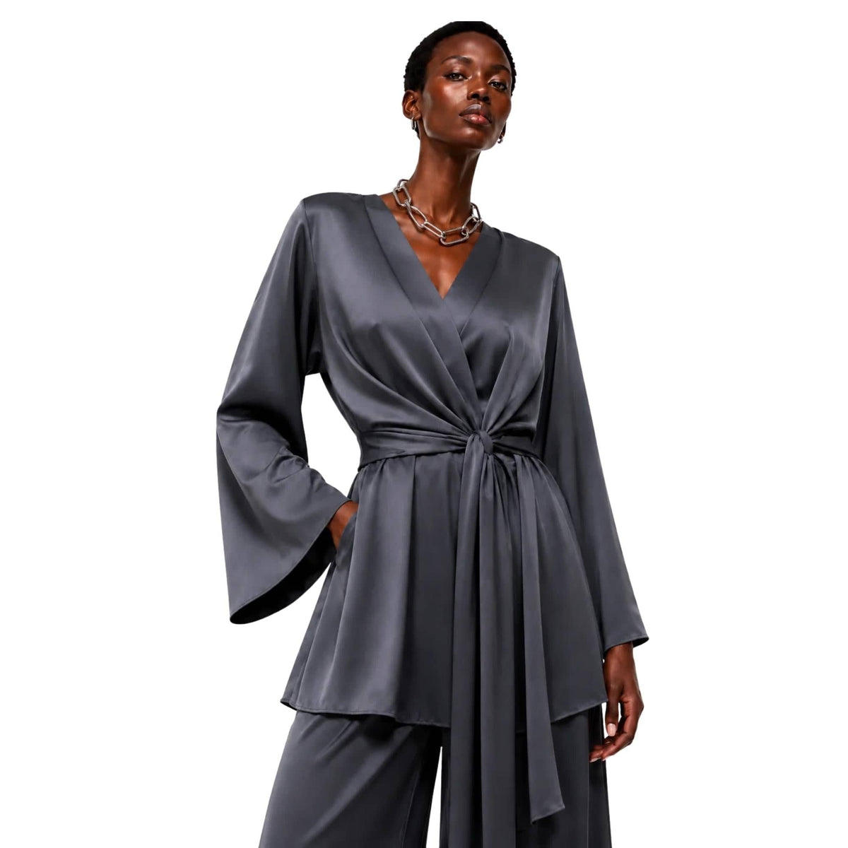 ASYA K. WRAP-TIE BLOUSE (قميص) “SORREL”